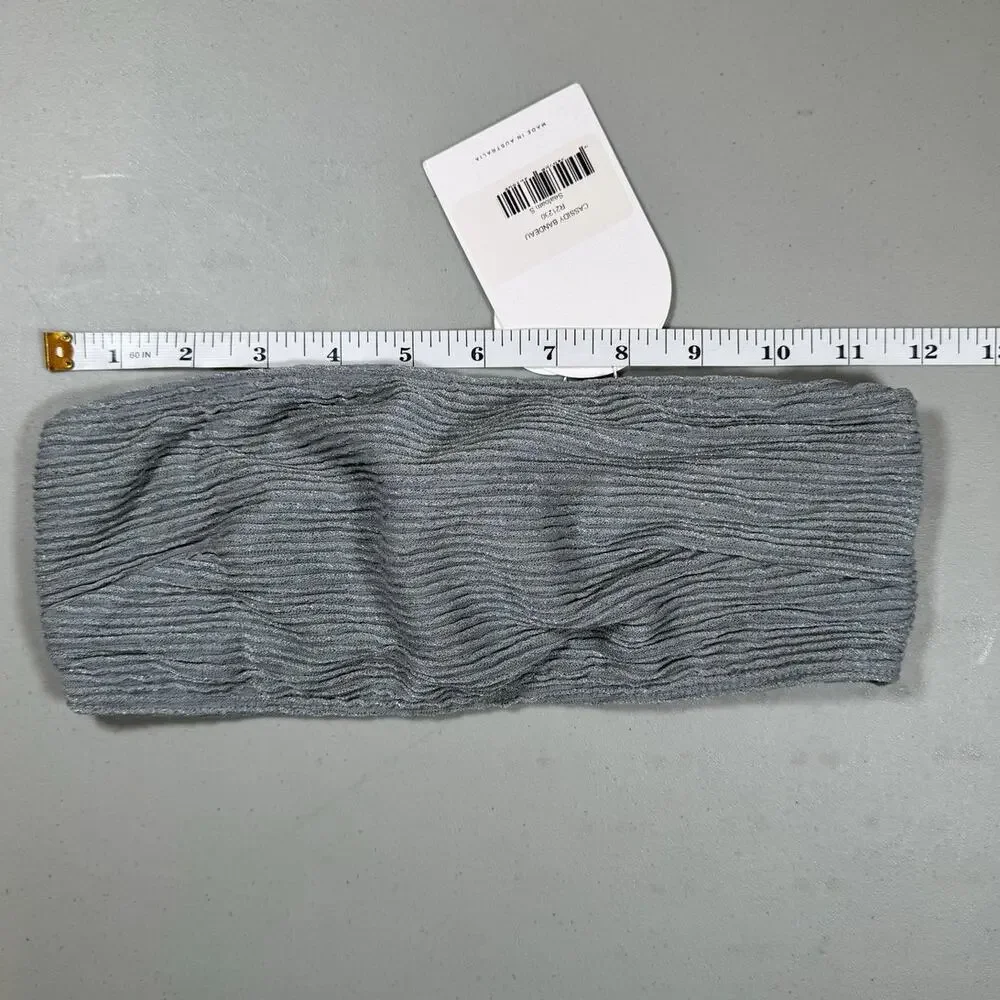 NWT RUMER The Label 3 Piece Bikini Set Gray Ribbed Fabric Size Small